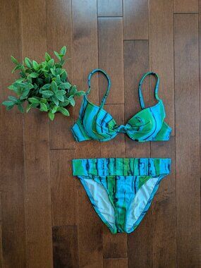 SUNSET SEPERATES STRIPEY TIE DYE Y2K VINTAGE BIKINI